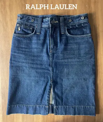 랄프 로렌 포니 자수 폴로 자수 데님 스커트