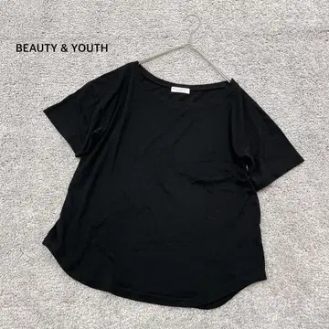 뷰티 앤 유스 라운드 넥 숏 슬리브 티셔츠 블랙