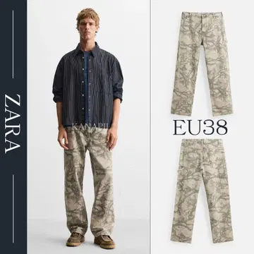 ZARA 자라 아브스트랙트 프린트 카펜터 팬츠 38
