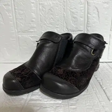 여성용 사이드 고어 블랙 플라워 무늬 블랙 22cm