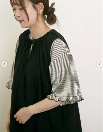 사만사 모스모스 시어 보더 소매 프릴 티셔츠