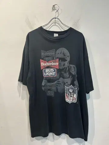 90's Budweiser 버드와이저 NFL 티셔츠 블랙 구제 의류