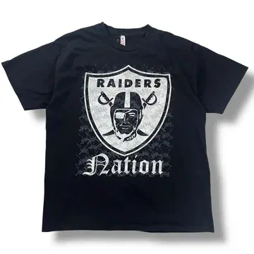 NFL RAIDERS 레이더스 구제 의류 티셔츠 로고 블랙 반팔 2XL
