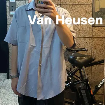 Van Heusen (반 휴젠) 오픈 카라 셔츠 반팔 그레이 계열 빈티지