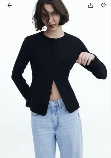 허리 쉐이프 가디건 블랙
