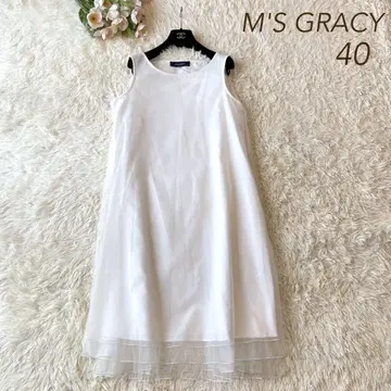 컨디션 최상 M'S GRACY 2023년 튤 레이어드 원피스 화이트 40