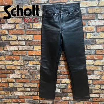 [새상품급] Schott 샷 made in USA 가죽 팬츠 블랙 28
