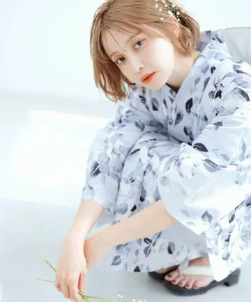 디타 유카타 블루 거품의 미나토 색