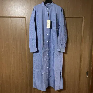 새상품 무인양품 스탠드 카라 긴팔 원피스