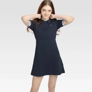 Tommy jeans 코튼 피케 폴로 원피스 네이비 폴로 드레스