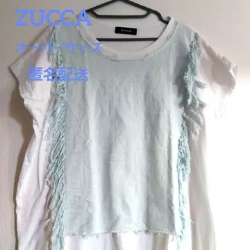 새상품급 ZUCCA 주카 프린지 데님 티셔츠 롱 오버 사이즈