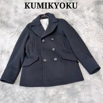 KUMIKYOKU 쿠미쿄쿠 P 코트 피코트 아우터 울 다크 네이비