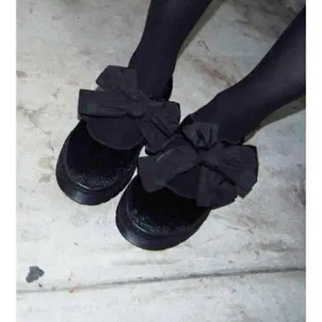 메리 제니 송치 라이크 빅 리본 신발 블랙 리본 검정
