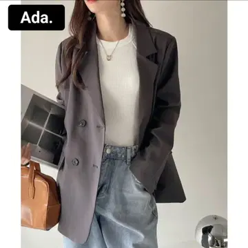 Ada. 테일러드 자켓 더블 버튼 오버 사이즈 그레이 완판템