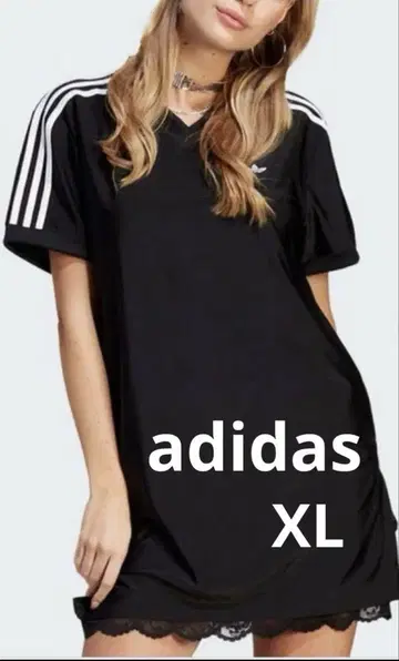 아디다스 오리지널스 레이스 트림 티셔츠 원피스 XL