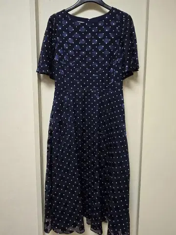 HOBBS LONDON 홉스 런던 네이비 도트 플레어 원피스 UK8