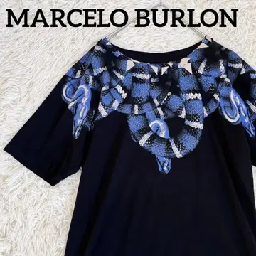 마르셀로 바론 MARCELO BURLON 티셔츠 스네이크 블루 블랙