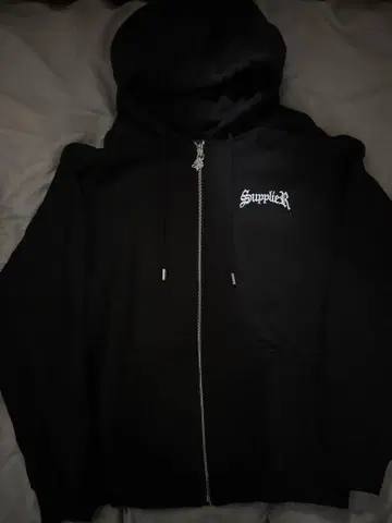 supplier 블랙 풀 집업 후드티 L