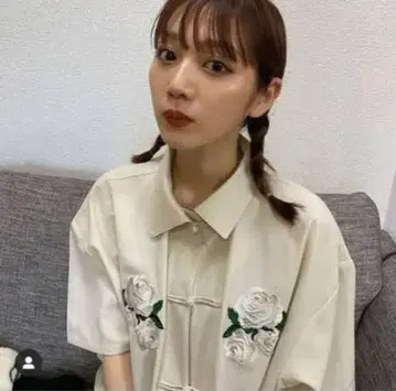 jouetie 쿵푸 셔츠 장미 자수