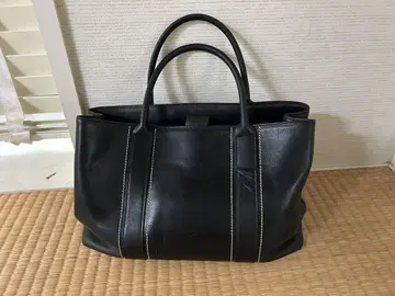 ART BERG 블랙 가죽 스트라이프 토트 백