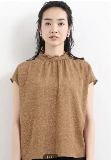 컨디션 최상 마린프랑세즈 도트 시어 블라우스 프릴 칼라