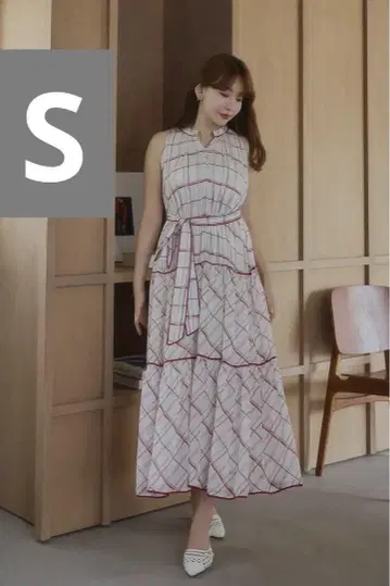 안두즈 벨트 체크 드레스