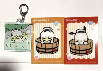 극락탕 산리오 클리어 카드 키링 포차코 오리 펙클