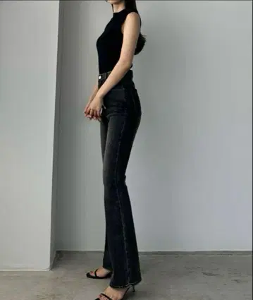 Louere 루에레 스트레치 플레어 데님 팬츠 블랙 S