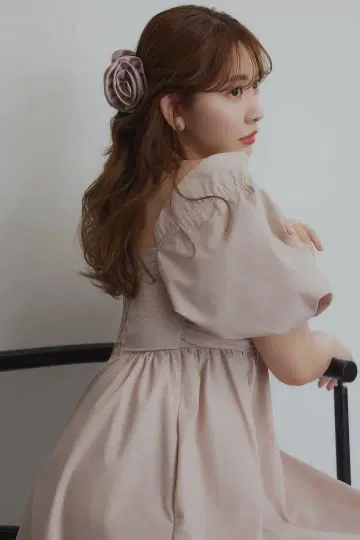 헤르립토 로즈 새틴 헤어클립 로즈 핑크