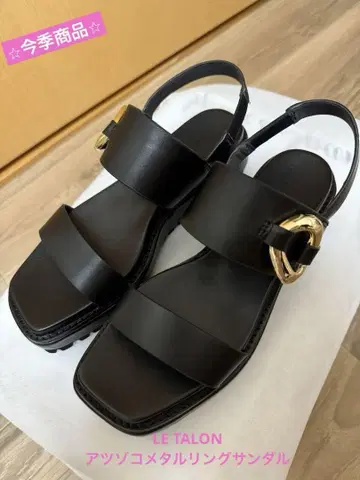 LE TALON 아츠조코 메탈 반지 샌들 S 사이즈