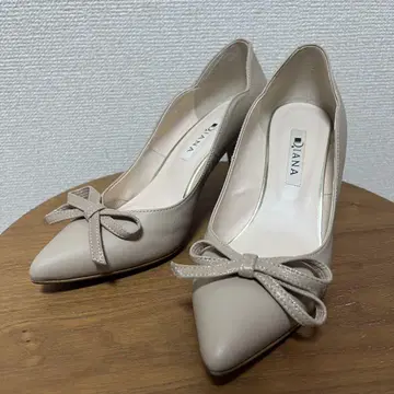 DIANA(다이애나) 베이지 리본 포함 하이힐 22.5cm