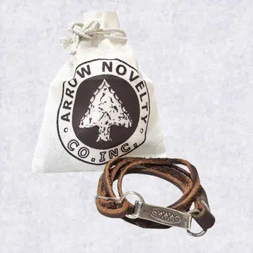 ARROW NOVELTY 사 실버 블레이드 가죽 뱅글 가죽 팔찌