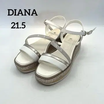 다이애나 통굽 샌들 라메 앵클 스트랩 화이트 레어 사이즈 21.5
