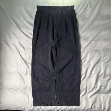 90s 빈티지 이탈리아제 코튼 린넨 와이드 팬츠 다크 네이비