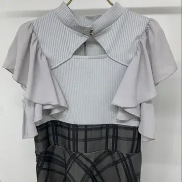 NOMAE 시어 체크 도킹 원피스