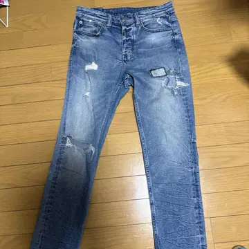 ksubi 데미지 가공 라이트 블루 데님 컷오프