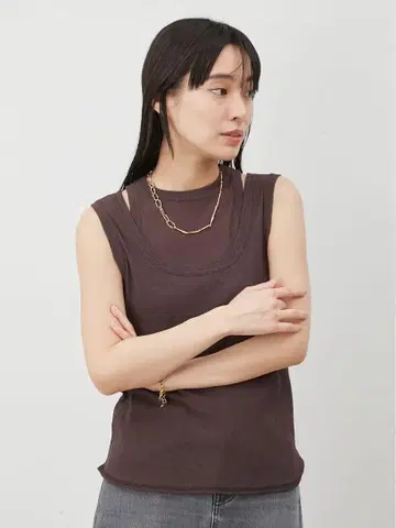 Mila owen 이지케어 탱크 레이어드 컷 탑