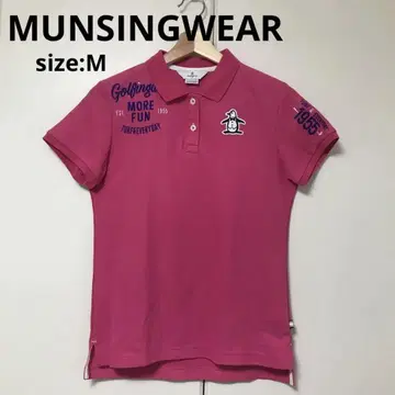 MUNSINGWEAR 먼싱웨어 반팔 피케 셔츠 핑크 자수 패치