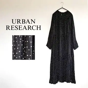 URBAN RESEARCH 티어드 긴팔 롱 원피스 도트 올 패턴