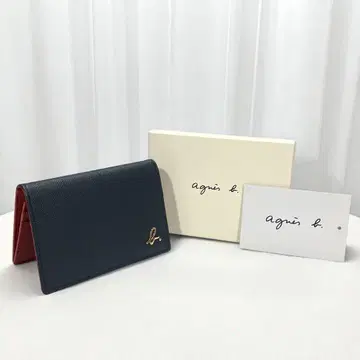 미사용 애니에스 카드 케이스 명함지갑 가죽 네이비