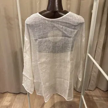 린넨 V넥 튜닉 화이트