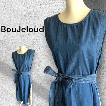 BouJeloud 슬리브리스 데님 플리츠 원피스