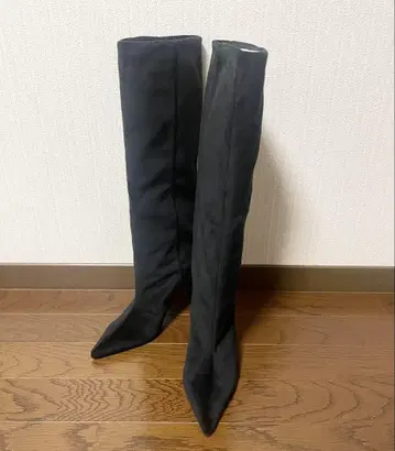 자라 새상품 블랙 스웨이드 롱 부츠 36