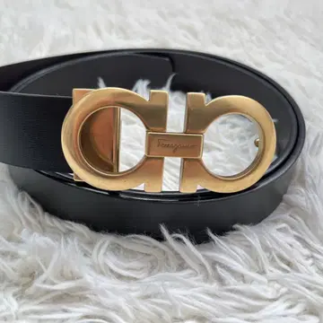 컨디션 최상 페라가모 더블 간치니 리버서블 벨트 빅 버클 블랙 브라운