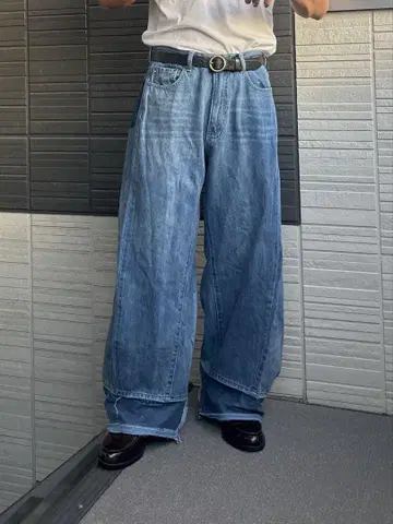 리메이크 데님 도킹 와이드 데님 팬츠