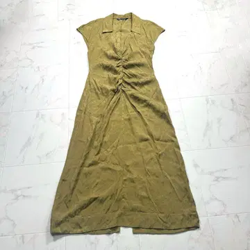 ZARA 자라 스키퍼 셔츠 원피스 자수 백 슬릿 골드 금