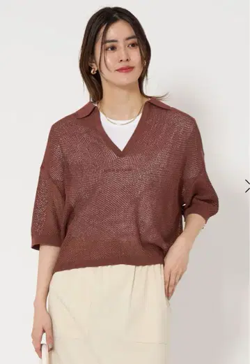 메쉬 스키퍼 니트 풀오버