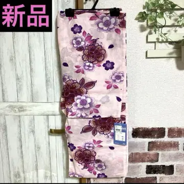 새상품 유카타 여성용 핑크 보라색 꽃무늬