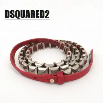 DSQUARED2 스터드 가죽 벨트 레드 이탈리아제