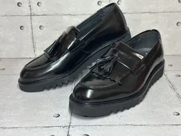 새상품 스테파노 로시 천연 가죽 스칼로 태슬 로퍼 블랙 26.5cm